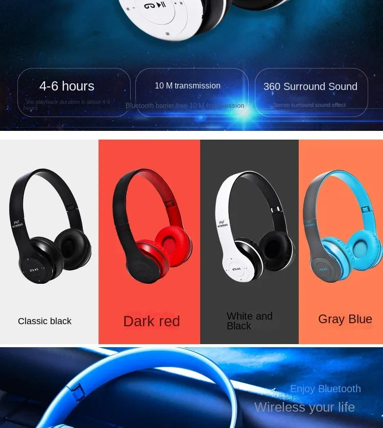 Bluetooth 5.0 Wireless Headphone Foldable HIFI Stereo Bass Earphone Kid Girl Helmet Gift With Mic USB Adaptor For iPhone TV Game