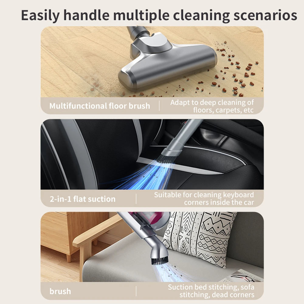 3 in 1 Electric Vacuum Cleaner Strong Suction Handheld Cleaning Machine Lightweight Wireless Cleaner Home Appliance