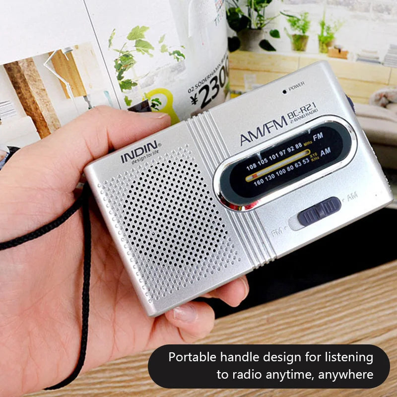 NEW Portable Mini Radio Handheld Dual Band AM FM Music Player Speaker with Telescopic Antenna Outdoor Radio Stereo