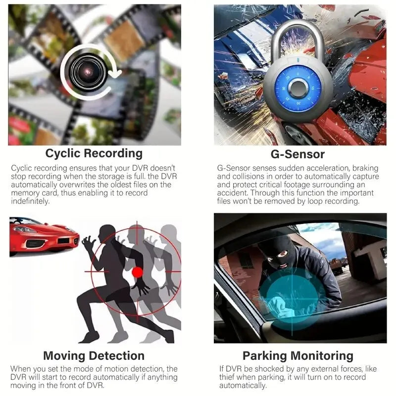 Hd dashcam wireless WiFi connects front and rear dual lens with reverse video car black box, car DVR, car surveillance camera