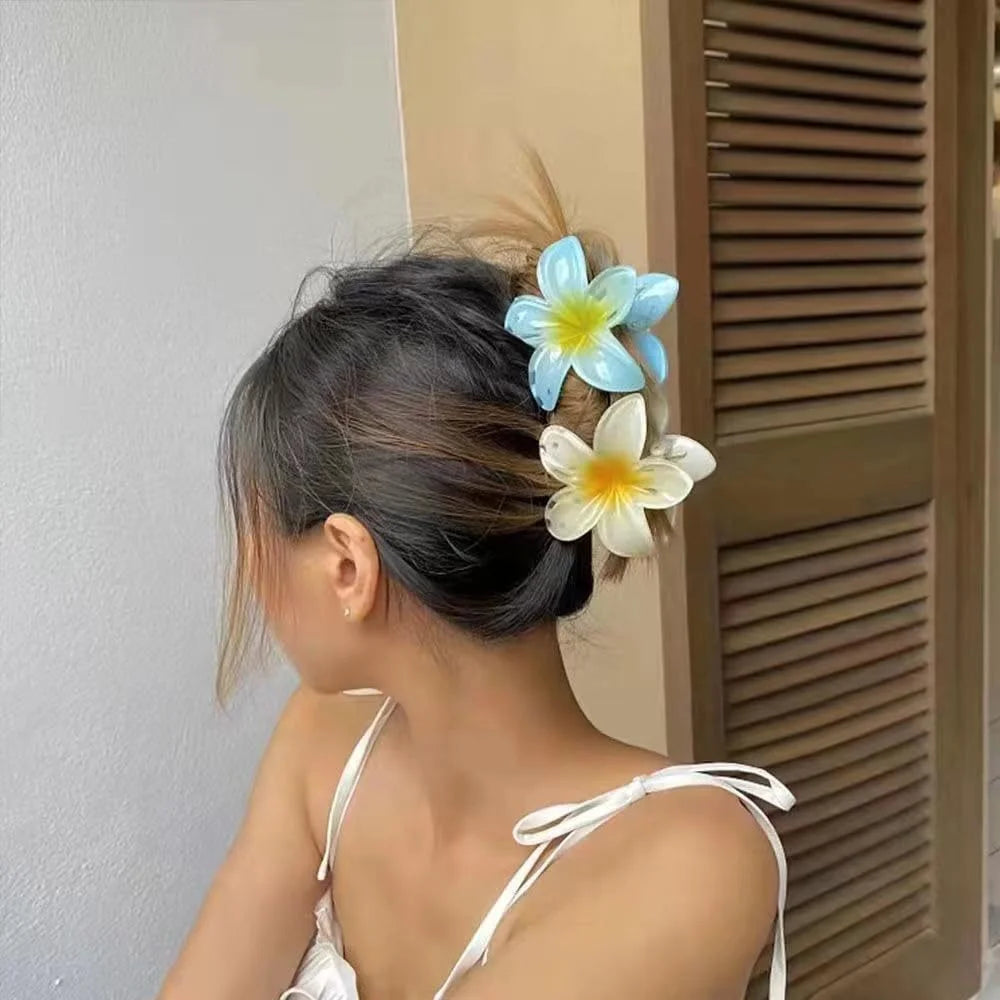4pcs Fashion Versatile Sweet Department Small Fresh Sweet Gradient Lily Flower Grab Clip Simple Plate Hair Clip Hair Accessories