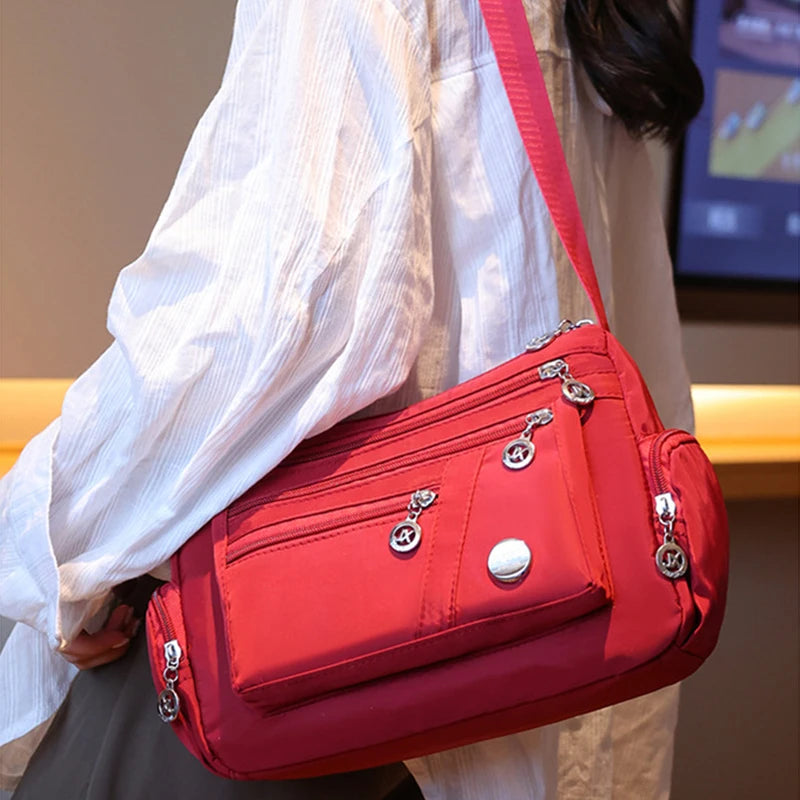 Large Capacity Women Crossbody Bag Waterproof Tote Casual Nylon Shoulder Bag Purse Handbag Lightweight Travel Messenger Bag