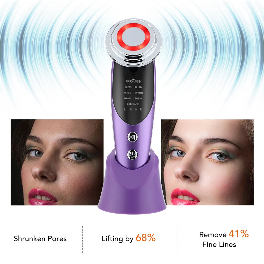 7 in 1 Face Lift Devices Microcurrent Skin Rejuvenation EMS RF Women Facial Massager Light Therapy Anti Aging Wrinkle Beauty