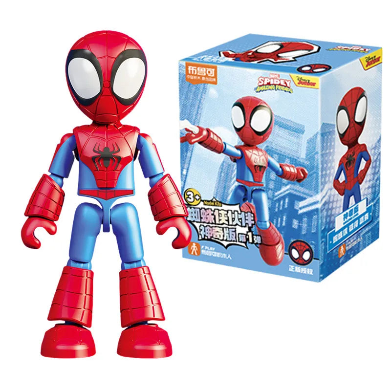 12cm Marvel Spider Amazing Friends 3 Blind box Model kits  Spider Man Peter Parker Miles Gwen  Action Figure Splicing toys
