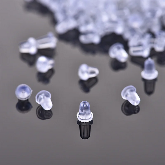 100pcs/lot Clear Soft Silicone Rubber Earring Backs Safety Bullet Stopper Rubber Jewelry Accessories DIY Parts Ear Plugging