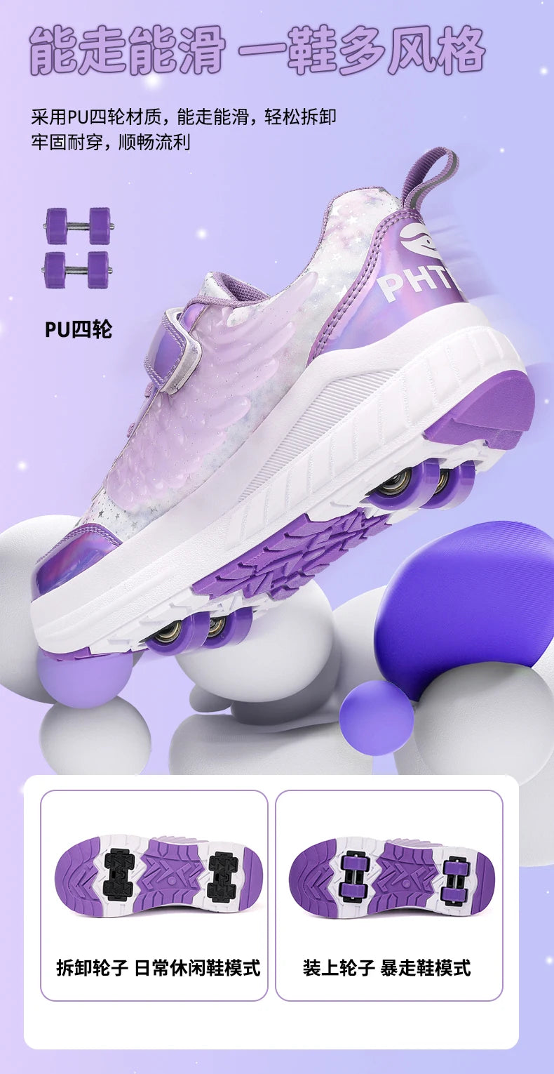 Kids Roller Skate Shoes Snickers With 4-Wheels Children Rollerskates Fashion Outdoor Sports Shoes Girls Boys Gifts