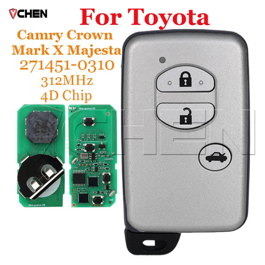 Smart Card Remote Car Key 271451-0310 For Toyota Camry Crown Mark X Majesta Japanese imported 2005-2010 312mhz ID74 Chip Fob