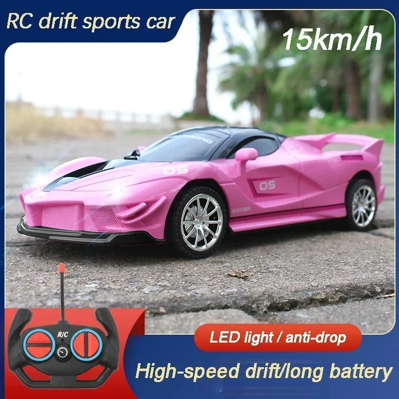 1:18 Radio Remote Control Car Chargeable RC Car High Speed 15km/h 2.4G With LED Light Toys for Boys Girls Vehicle Racing Hobby