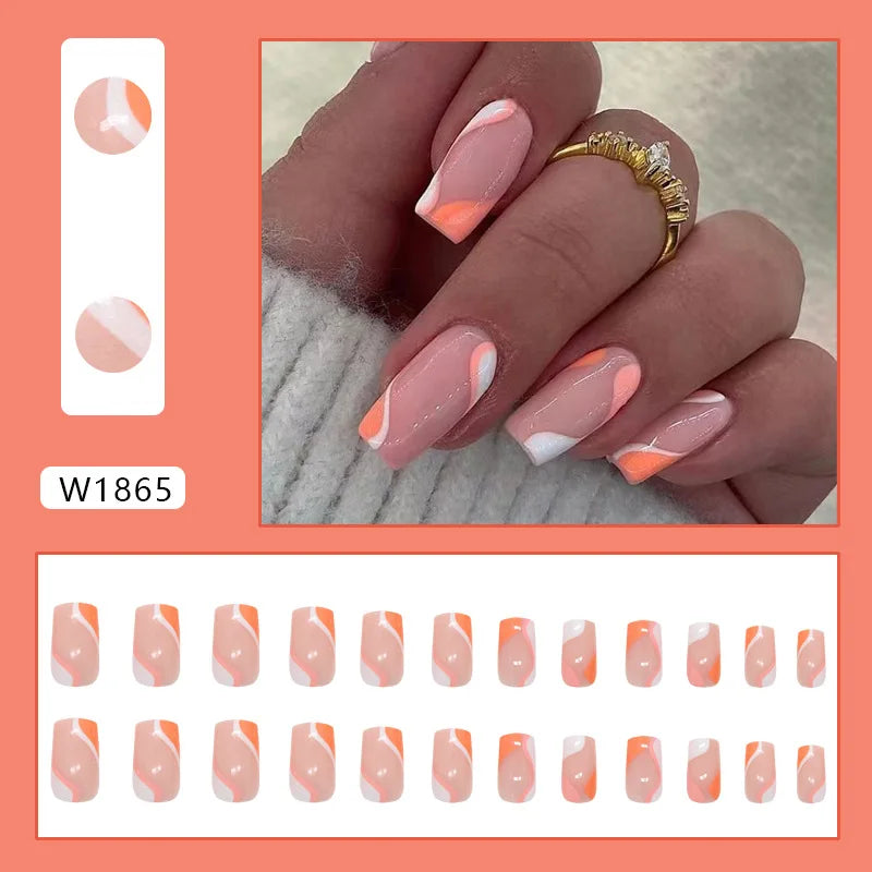 Bean Paste Cat Eyes Press on Nails Pink Gradient Fake Nails Glossy Artificial Finger Manicure Reusable False Nails for Women