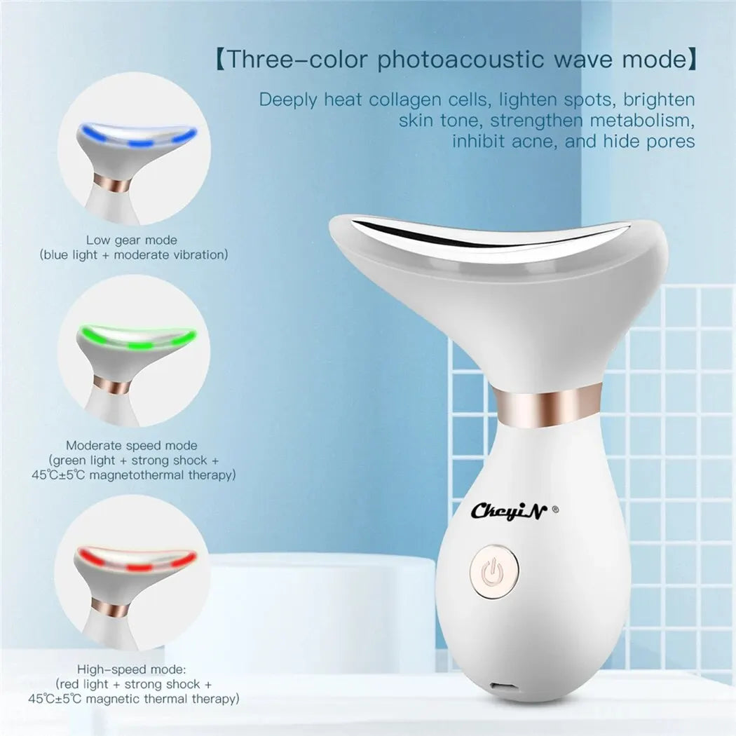 CkeyiN Neck Face Lifting Beauty Device EMS LED Photon Therapy Skin Tighten Massager Reduce Double Chin Anti Wrinkle Skin Care