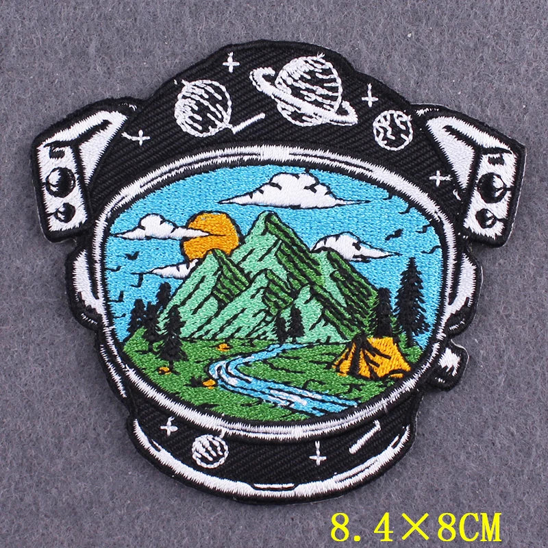 Hiking Adventure Patches For Clothing Stickers DIY Hook Loop Badges Camping Embroidery Patch Iron On Patches On Clothes Stripes