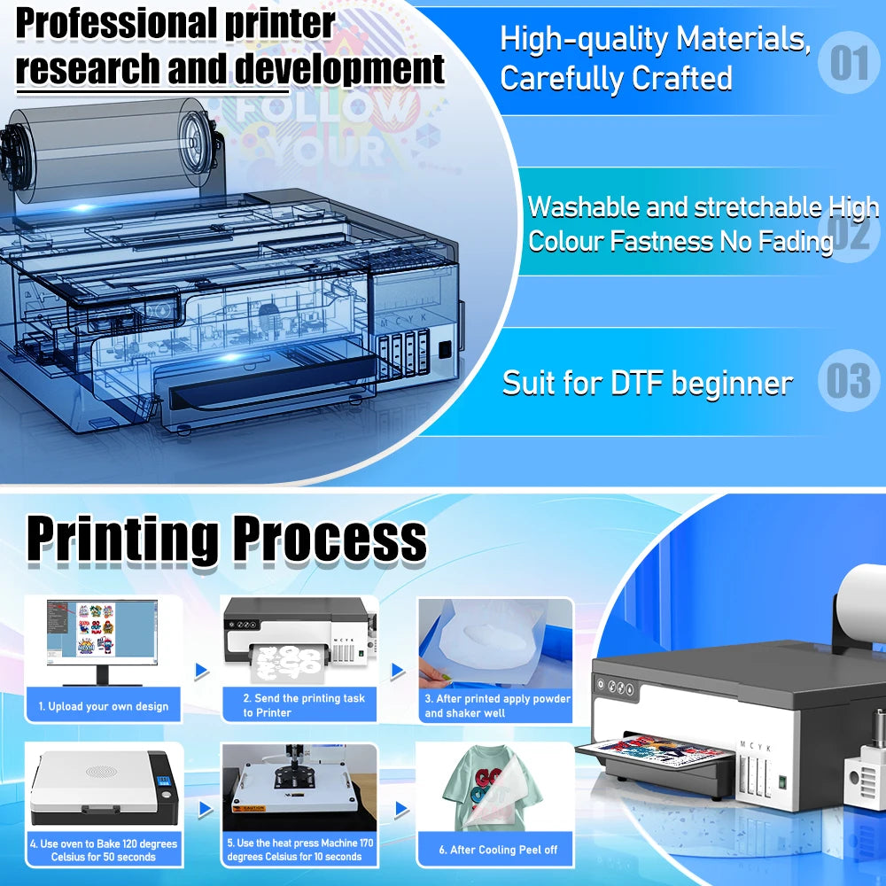 A4 L8058 DTF Printer For Epson XP600 DTF Printer Directly to Film Transfer Printer T shirt Printing Machine For all Textile