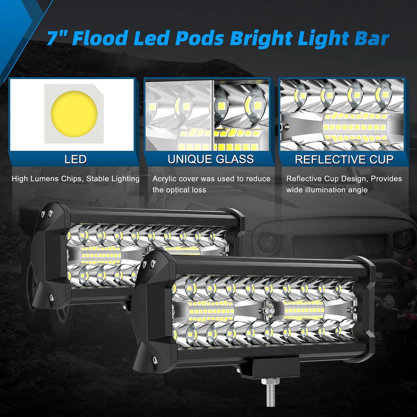 4" 7" inch 12V 24V LED Bar Off Road Spot Flood Combo LED Work Light Bar for Car Truck 4x4 LADA Niva Auto Driving LED Fog Lights