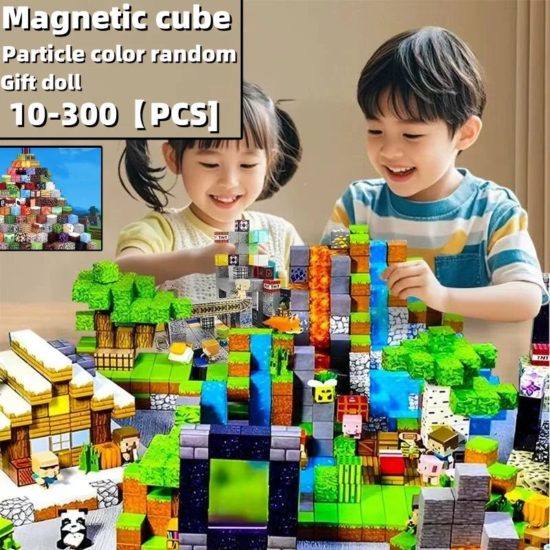 Magnetic Building Blocks Stacking Construction Set STEM Sensory Toys for Mine World Kids Boys Girls Ages 3+ DIY Magnet Cube Gift