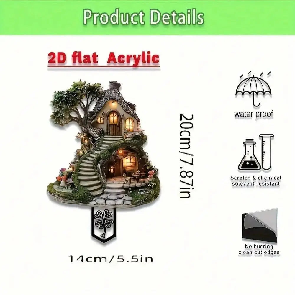 1PCS Whimsical Treehouse Outdoor Decoration Small Statue Potted Plant Decoration Flower Bed Courtyard Decoration Lawn Decoration