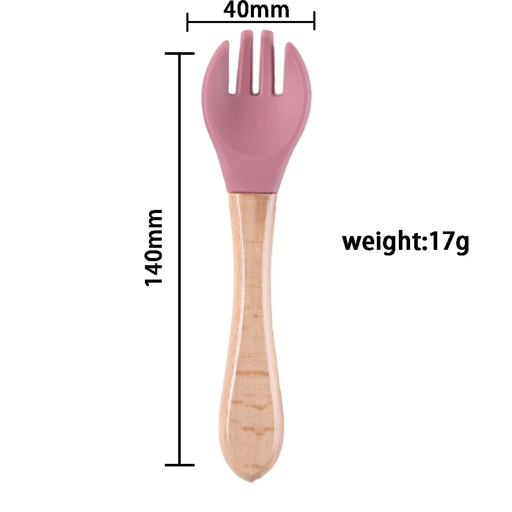 5pcs Children's Silicone Dinner Plate Set Strong Suction Anti-Fall Children's Eating Training Bowl Fork Spoon Feeding Tableware