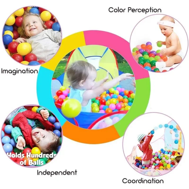 Kids Ball Pit Pop Up Childrens Ball Pits Tent for Toddlers Playhouse Baby Crawl Playpen with Basketball Hoop Zipper Storage Bag