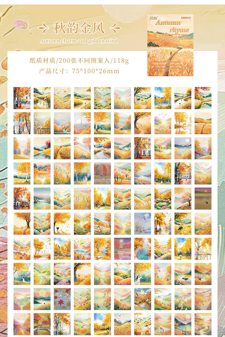 200 sheet Four Seasons Landscape material paper Decor Diary Album Scrapbooking material Background paper junk journal supplies