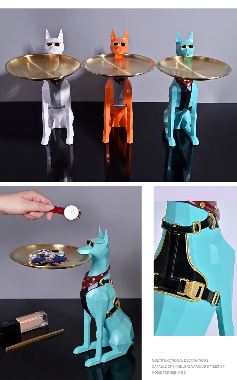 Design Tray dog Statue Butler Tray for Key Box Home Ornaments Animal Figurines Office Decoration Resin dog Sculpture decor Rooms