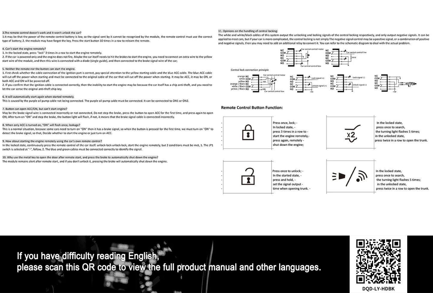 Car Alarm With Autostart Push One Button Auto Start Stop Keyless Entry System Smart Key Remote Start Kit Automotive Accessories