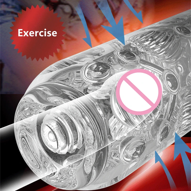 Transparent Male Masturbate Cup Penis Sex Toys for Men Endurance Exercise Soft Pussy Aircraft Cup Artificial Vagina Cock Sleeve