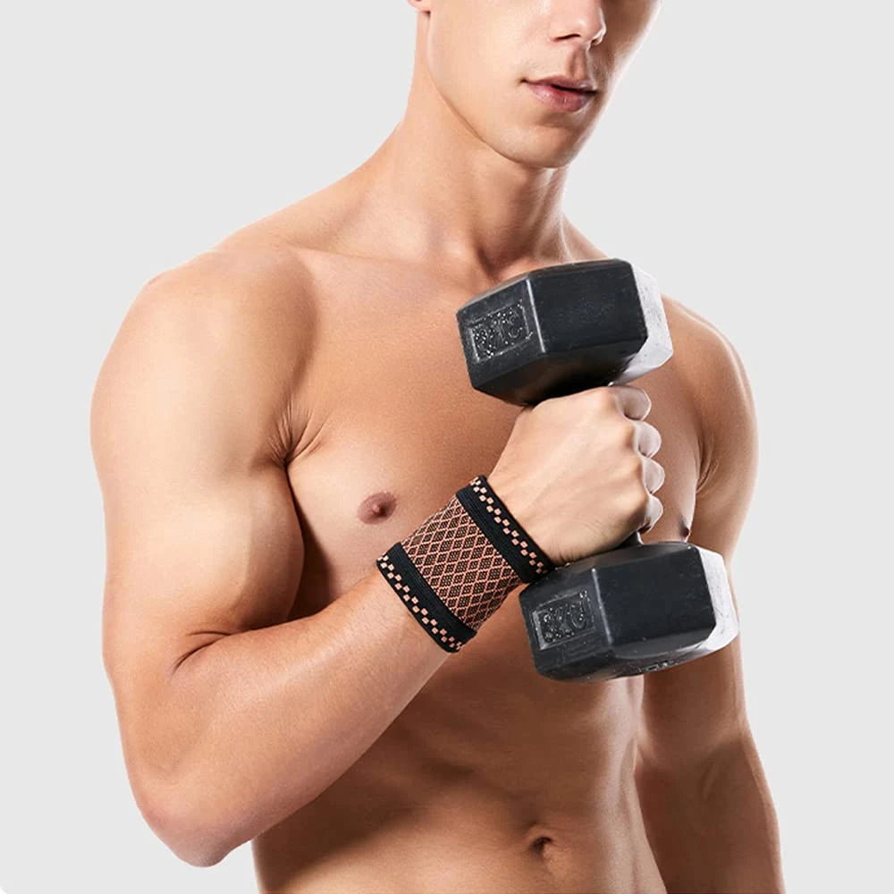 1Pair Copper Compression Wrist Sleeve Compression Wrist Supports for Men and Women Tennis, Sport, Fitness Workout, Carpal Tunnel