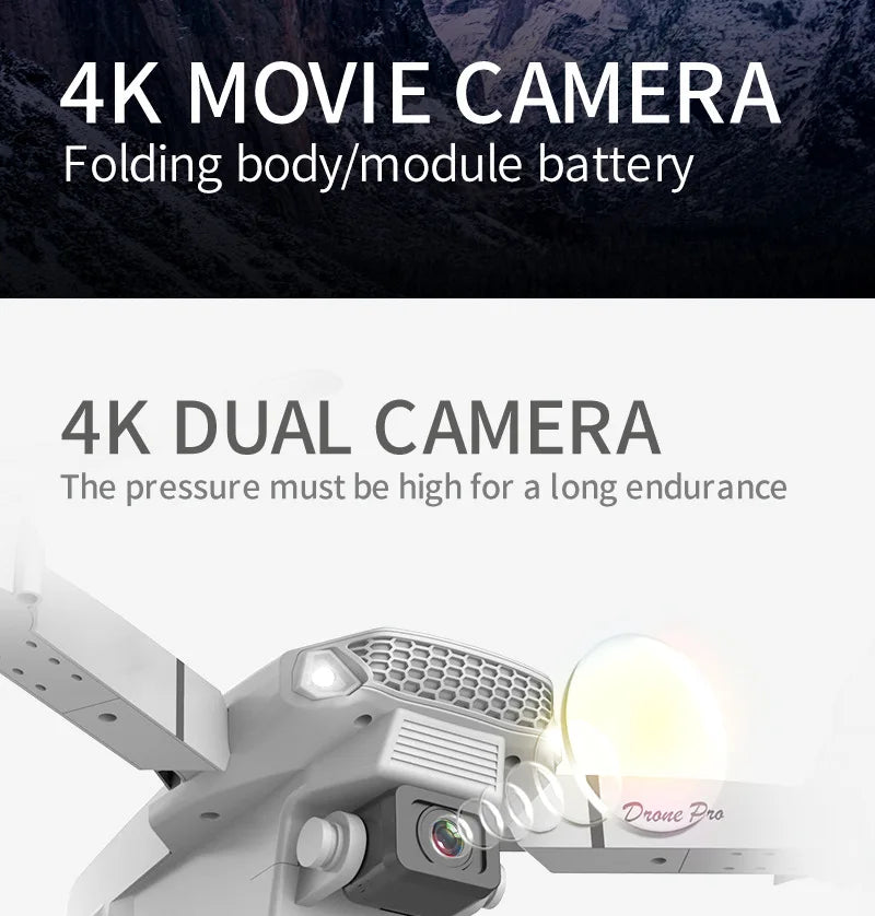 KOHR E88 Pro Drone 4K Professinal With 1080P Wide Angle HD Camera Foldable Quadcopt RC Helicopter WIFI FPV Height Hold Gift Toys