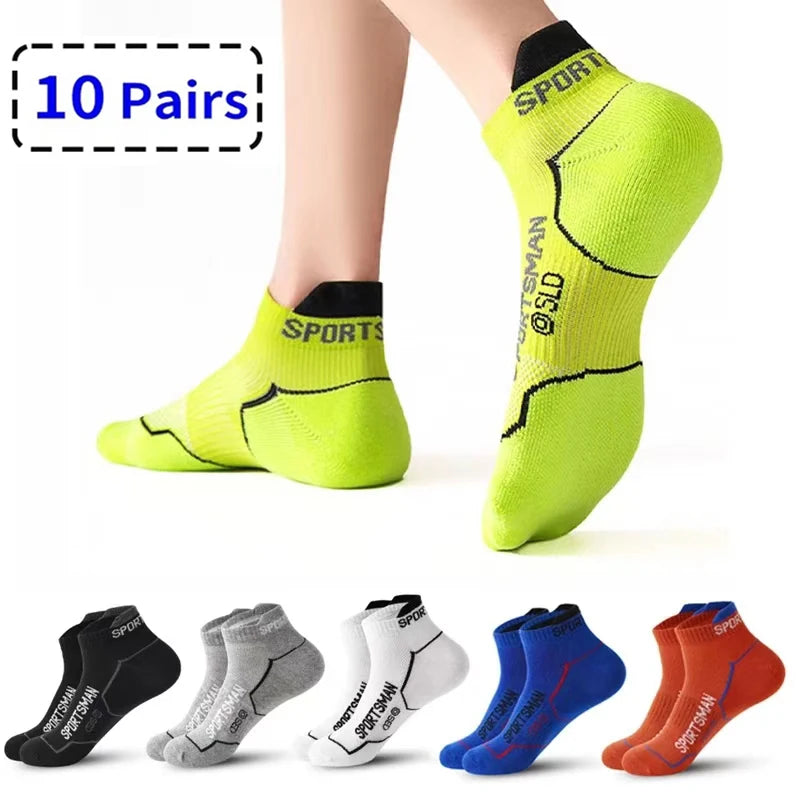 10 Pairs/ Lot Men Sport Socks Cotton Thin Mesh Socks Bright Color Running Socks Breathable Low Cut Sport Socks For Men