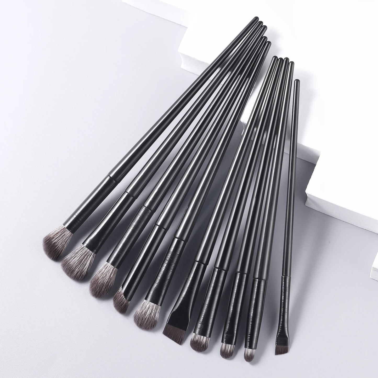 Eyeshadow Brushes,10pcs Wooden Neutral Portable Multifunctional Makeup Brush Bag	For All Skin For Making Up Supply