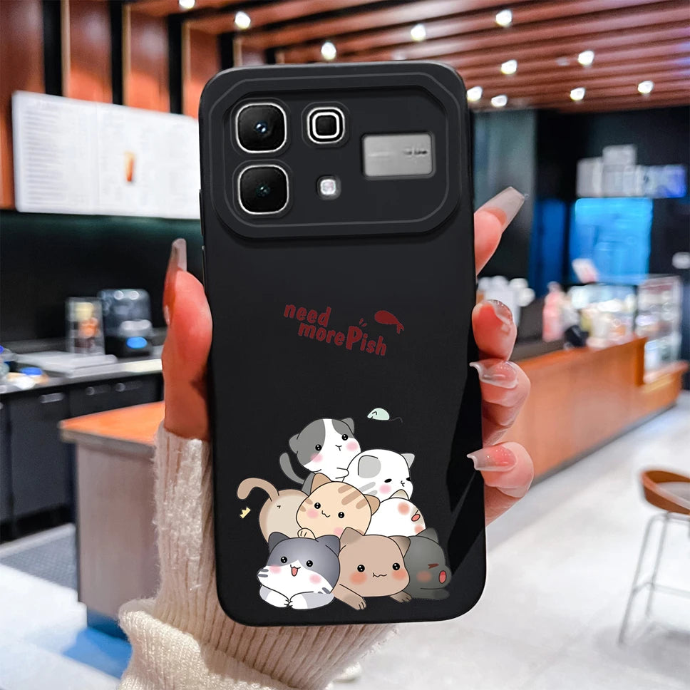 Phone Case For Infinix Note 60 Pro Edge 4G 5G Liquid Silicone High Quality Shockproof Cute Animals Cover