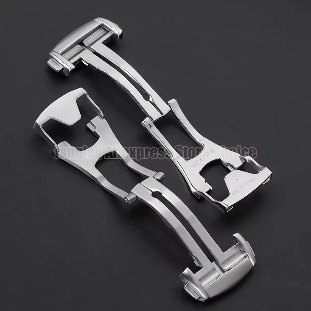 20mm Stainless Steel Watch Buckle for Omega Leather Rubber Watch Band Silver Matte/Polished Deployment Clasp Button Accessories