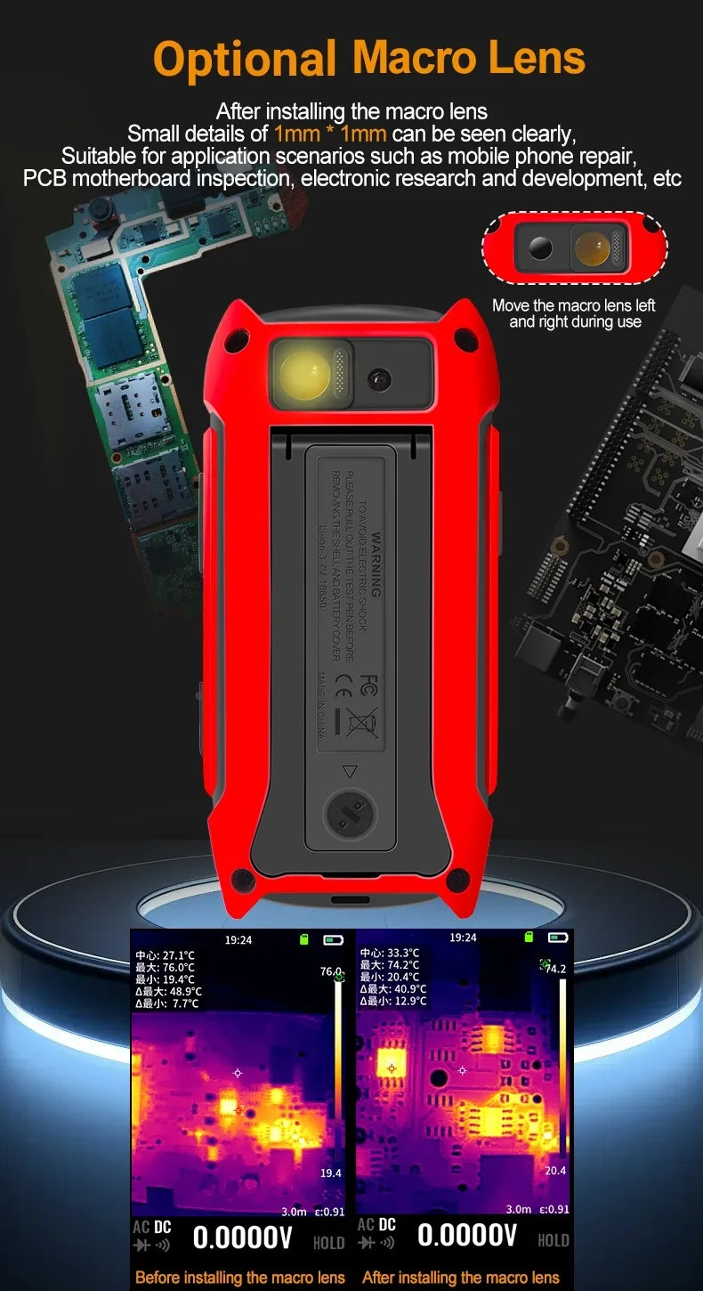 256*192 Industrial Thermal Camera 3.5Inch PCB Thermal Imager with 19999 Counts Multimeter Circuit Board Electrical Inspect