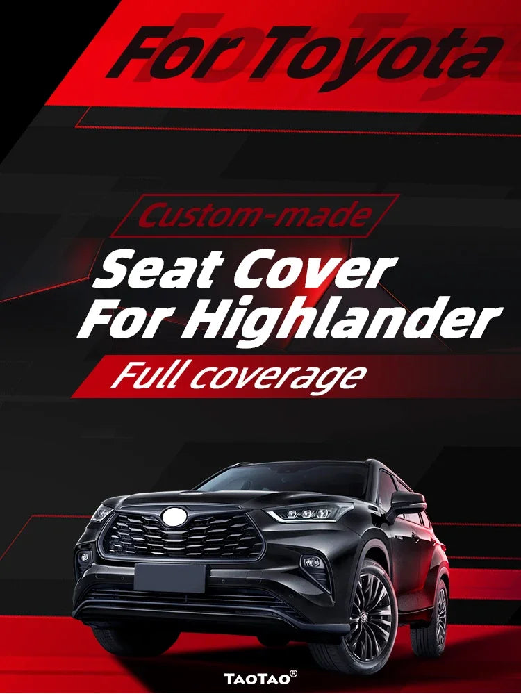 Custom Fit Highlander Car Seat Covers for Select Toyota Highlander Full Set Three-Row Second Row 2020 2021 2022 2023 2024