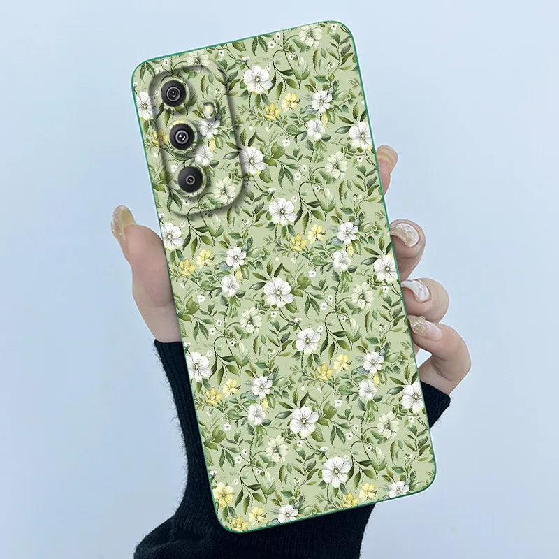 For Samsung Galaxy M34 M35 5G F34 5G Simplicity Flowers Liquid Shockproof Silicone Soft Phone Cover For SamsungM34 5G Case