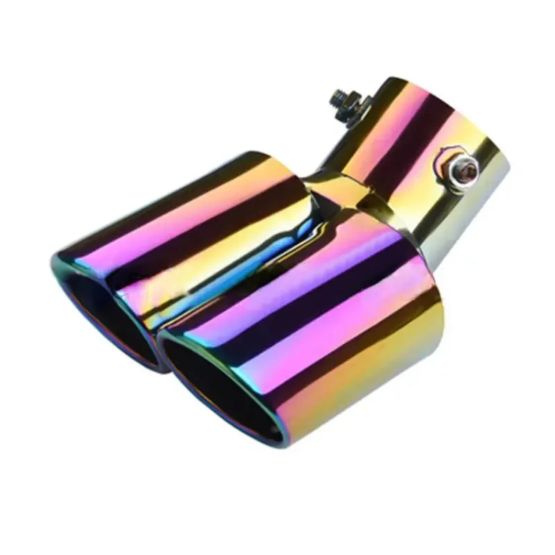 Car Universal One To Two Grilled Blue Tail Throat Double Pipe Tail Pipe Stainless Steel Exhaust Pipe Modification Supplies