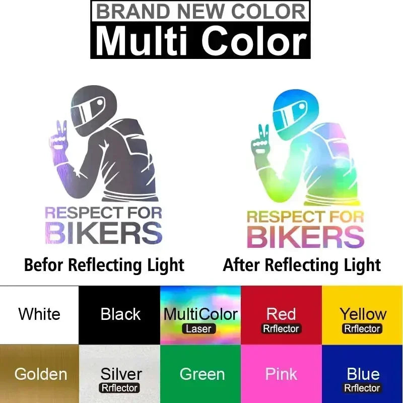 Respect for Bikers Car for Bikers Personality Laser Reflective Sticker Motorcycle Rider Electric Friends Creative Tools Amagi