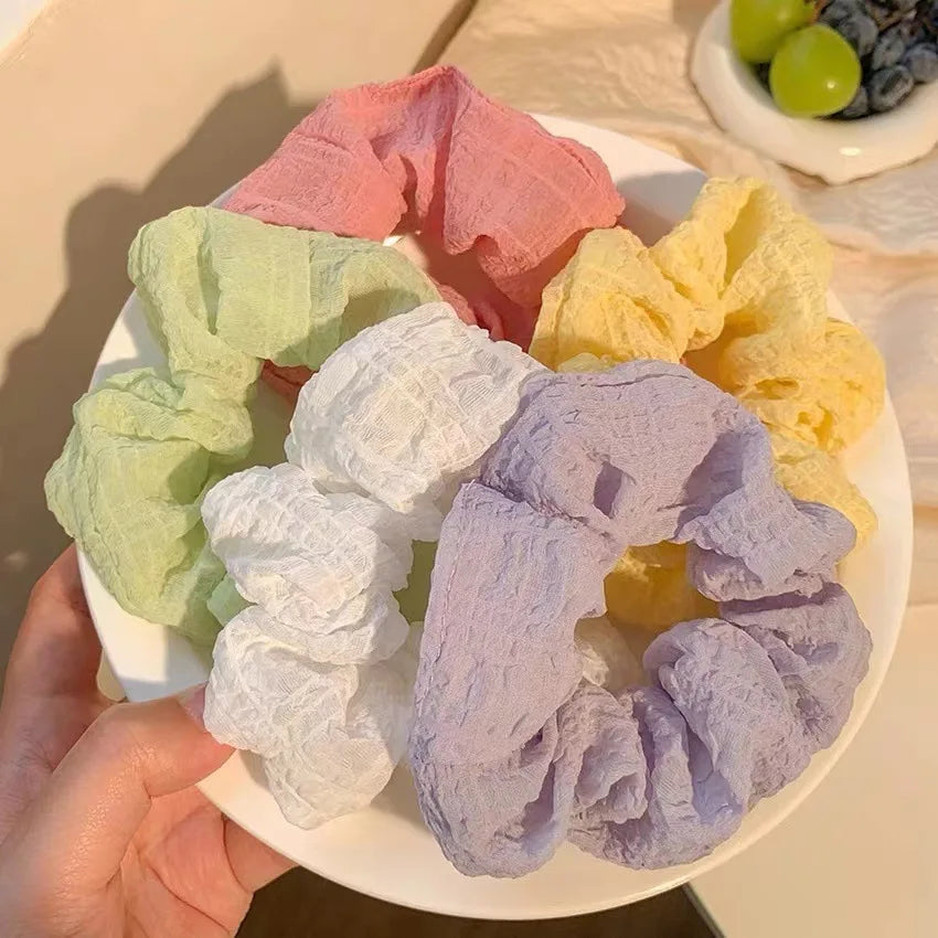 4-7pcs/set Candy Color Hair Scrunchies for Women Girls Cute Elastic Hair Ties Bands Headband Rubber Bands Hair Accessories