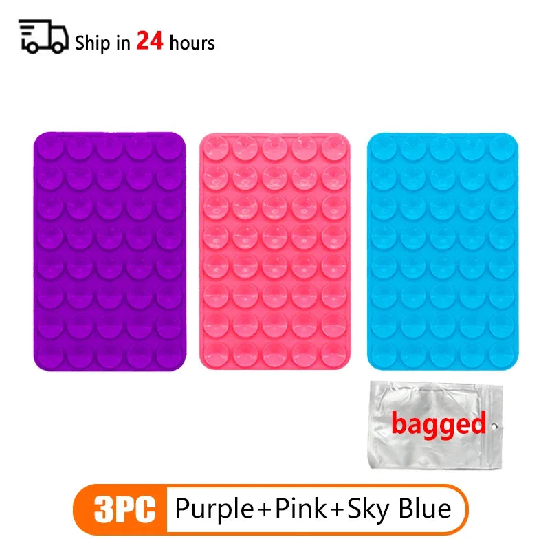 Double Sided Silicone Suction Cup Multicolor Strong Adhesive Stand For iPhone 11 12 13 14 15 16 Pro Max Detachable Phone Holder