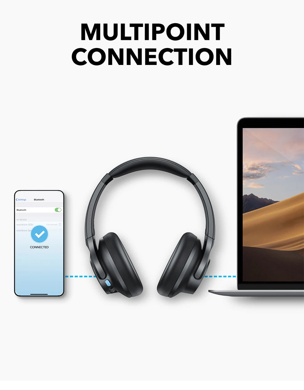 Soundcore by Anker Q11i Wireless Over-Ear Bluetooth Headphones Deep Bass Wireless Bluetooth Earphones 60H Wireless Headphones