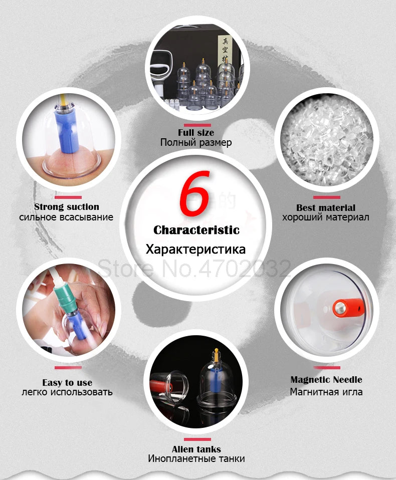 Vacuum Cupping Therapy Set Massage Body Cups Ventosas Anti-Cellulite Suction Cups Physiotherapy Hijama Facial Massager Jars Slim