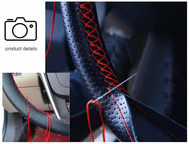 Car Steering Wheel Braid Cover Leather Car Covers for lancer nissan march versa gol volkswagen vectra i30 ix25 fiat 500 punto c4