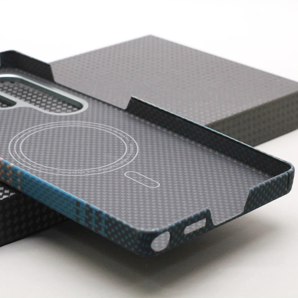 HANWOR Magnetic Carbon Fiber Phone Case for Samsung Galaxy S25 Ultra 600D Aramid Fiber Magnetic Cover S25 Ultra Magsafe Case