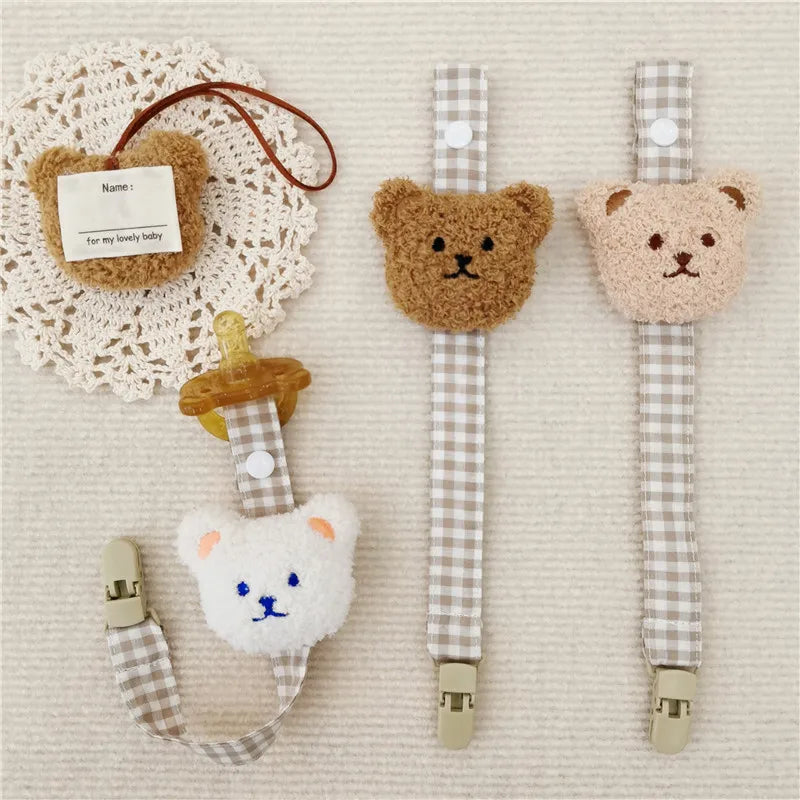 Cute Bear Baby Pacifier Clip Chain Dummy Holder Soother Pacifier Clips Strap Nipple Holder Infant Feeding Babies Accessories