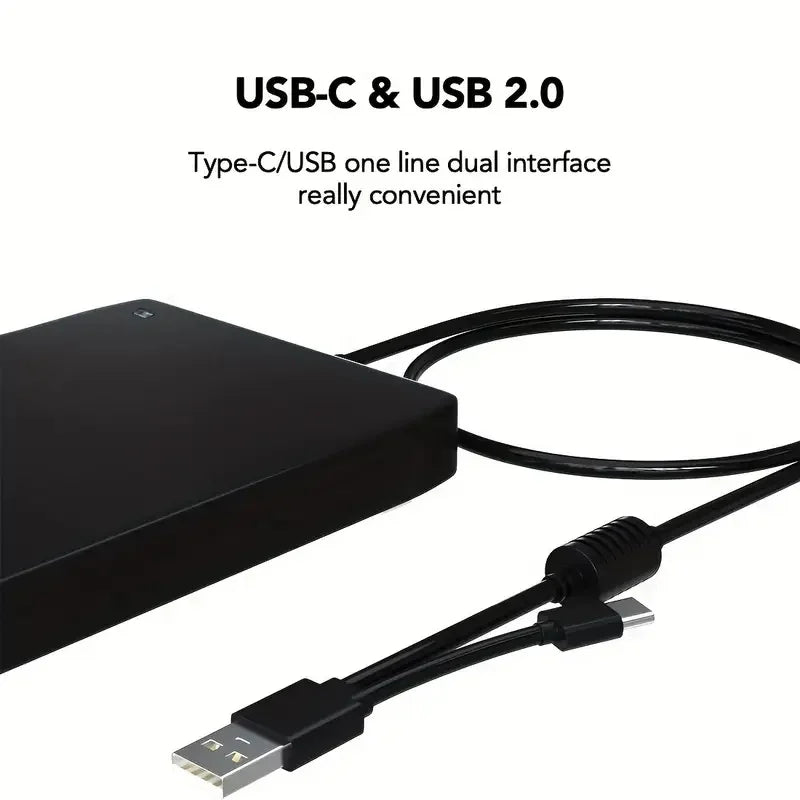 Floppy Disk Drive,Portable USB Type-C 3.5 inch Floppy Disk External Drive, 1.44MB FDD Disk Drive, Compatible with Laptop Desktop