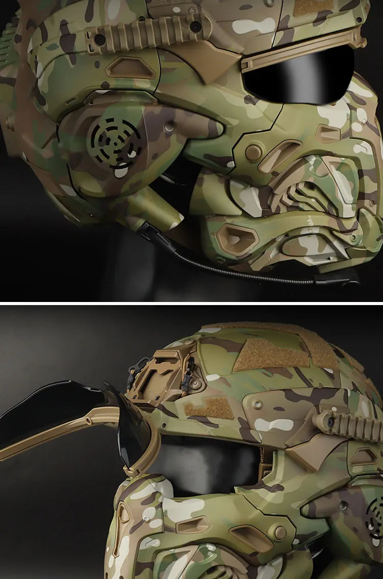 Tactical Assault Helmet with Fans and Headphone For Hunting Motorcycle Cosplay Protective Gear Full Covered Mask Fast Helmet