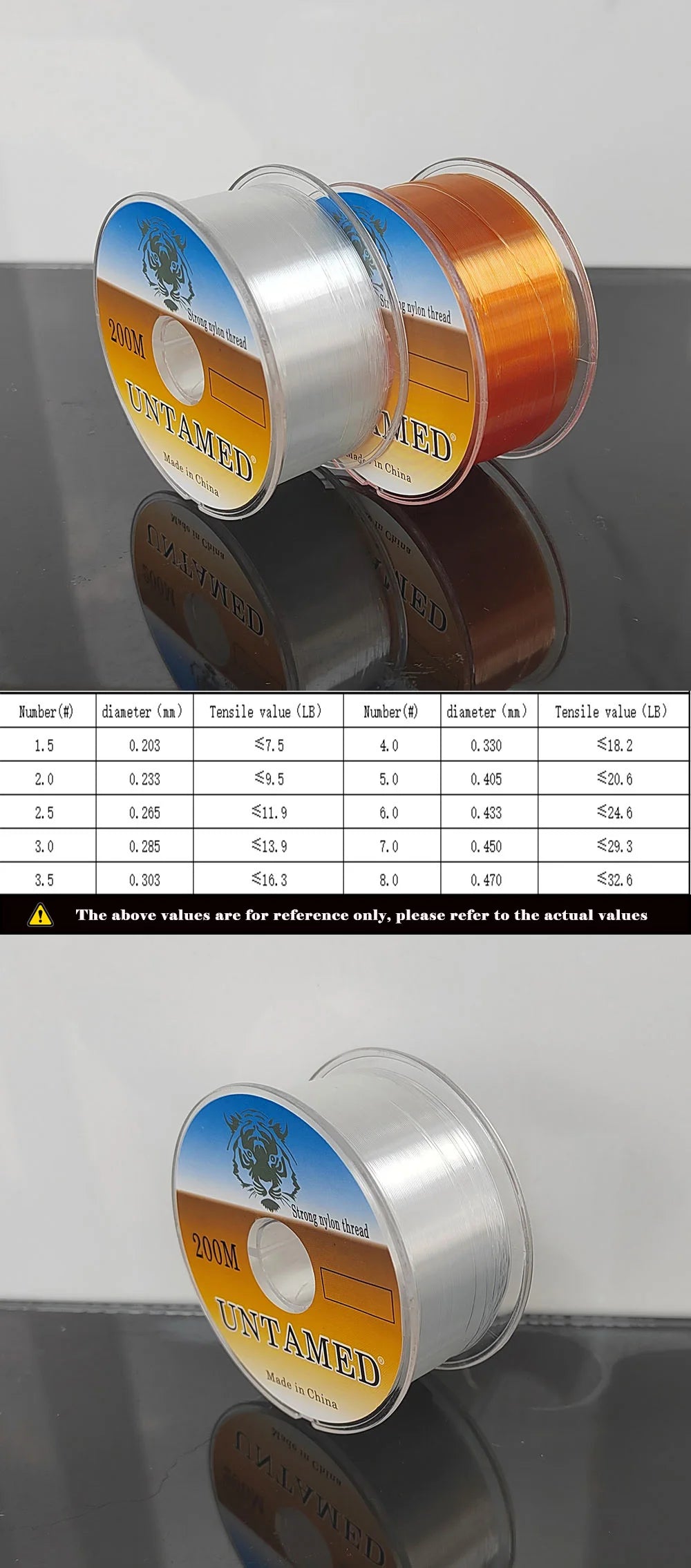 UNTAMED brand fishing line 200m, wear-resistant and strong tensile nylon line suitable for various water bodies