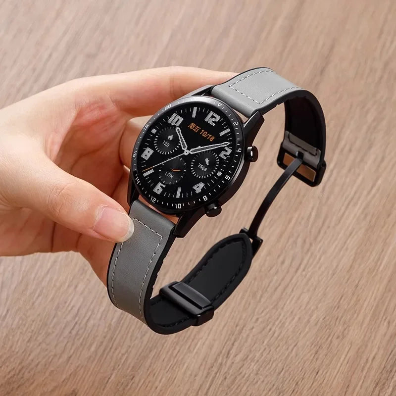 Leather Silicone Strap For Samsung Galaxy Watch 4 5 6 7 40mm/44mm Magnetic Band For Galaxy Watch 4/6 Classic 43 47mm 42 46mm