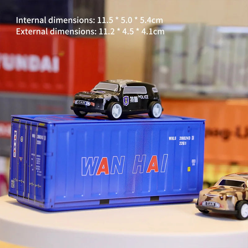 Mini Simulation Shipping Container Model Metal Storage Box Creative Desktop Organizer Ornaments Iron Box Home Office Decoration