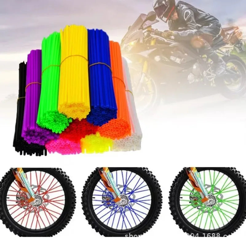72Pcs Motorcycle Dirt Bike Spoke Skins Covers Wraps Wheel Rim Guard Protector