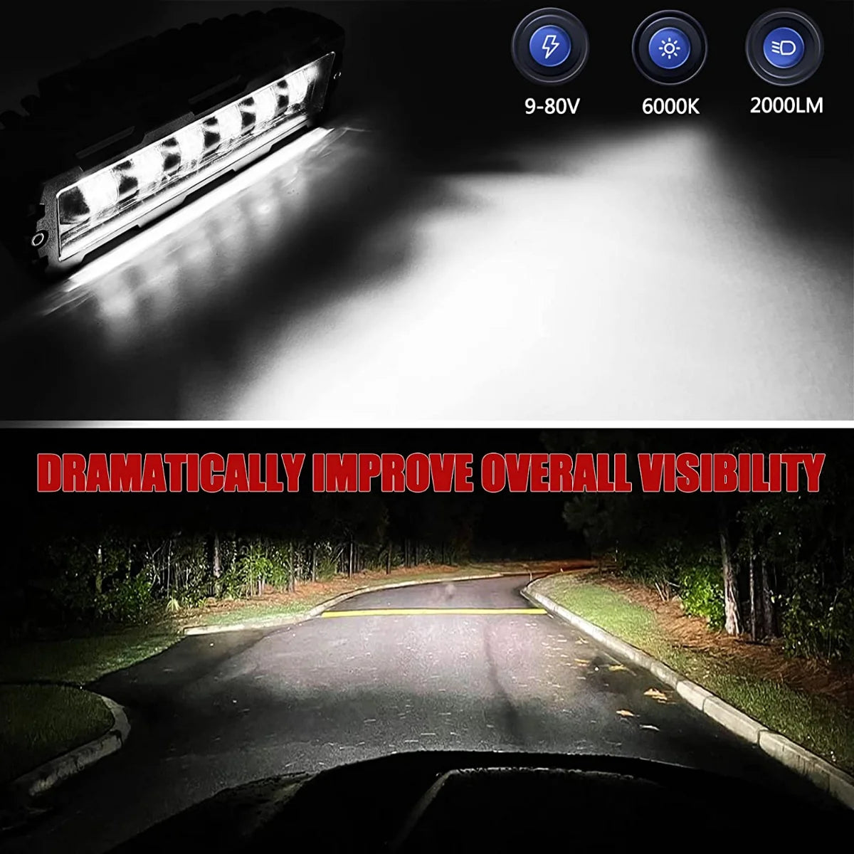 1pc 6inch 12V 24V LED Light Bar Off Road Spotlight White Yellow LED Driving Fog Light for Cars Truck 4x4 Boat Lada Atv Work Lamp